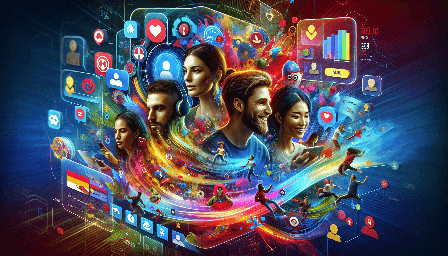 Ilustración vibrante de plataforma de juegos en línea
